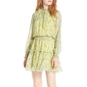 NSR Emma Yellow Floral Print Long Sleeve Ruffle Dress Size XL